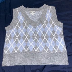 sleeveless sweater vest - from marshalls, M, baby blue/white/grey